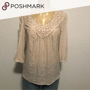 (FREE) SPENSE Woman’s Beige Peasant Blouse